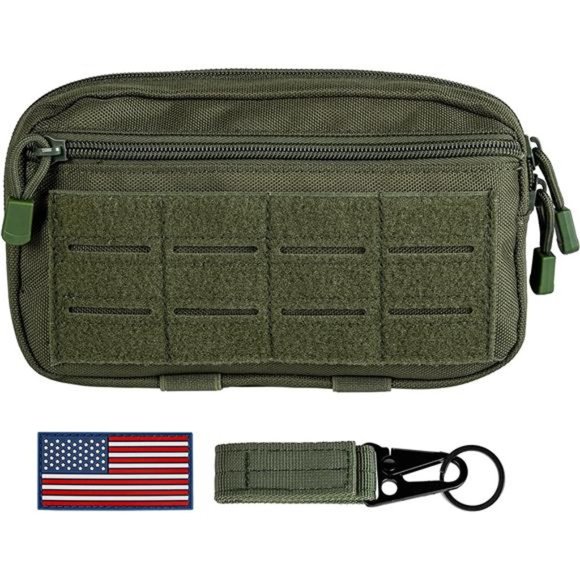 Molle Admin Pouch, EDC Utility Tool Pouch with 1*Tactical Gear Clip and 1*Patch